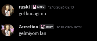12 Ekim 2026 tarihli konuşma: ruski, gel kucağıma; Aureliaa, gelmiyom lan.